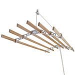 Clothes Airer Ceiling Pulley Maid Traditional Mounted Clothing Dryer 6 Lath Laundry Drying Rack Rail 1.4m White