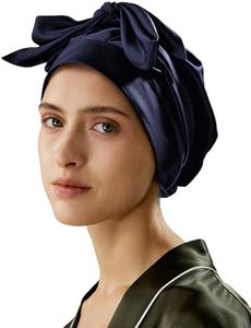 LilySilk 100% Silk Bonnet Pure Mulberry Silk Sleep Cap Womens Natural Silk Bonnet for Sleeping and Hair Care Night Hair Wrap with Long Elastic Band Stay On Navy Blue
