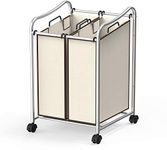 SimpleHouseware 2-Bag Heavy Duty Rolling Laundry Sorter Cart, Chrome