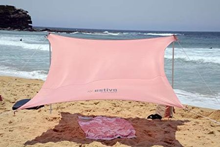 Estivo Sun Shield Beach Shade, Beach shelter, Beach Tent, Sun Shade, Beach Umbrella, Windproof Shade, Picnic Shade, Camping Shade, Back Yard Shade (Coral)