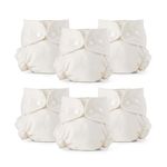 Esembly Cloth Diaper Inner, Trim-Fitting, Certified Organic Cotton, Reusable and Absorbent Leak-Proof Diapers with Snap Closure for Eco-Friendly Diapering, 6-Pack Size 2 (18-35lbs)