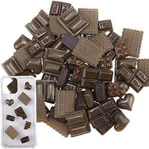 60 Pcs Simulation Chocolate Resin Flatback Flat Back Cabochon Craft Decoration Chocolate Slime Beads Fake Resin Candy for DIY Crafts