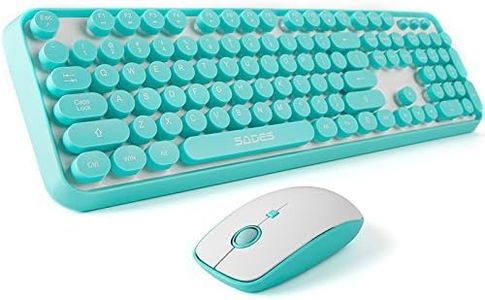 FOPETT Wireless Keyboard and Mouse Combo, 104 Keys Full-Sized 2.4 GHz Round Keycap Colorful Keyboards, USB Receiver Plug and Play, for Windows, Mac, PC, Laptop, Desktop - Grey Colorful (Blue)