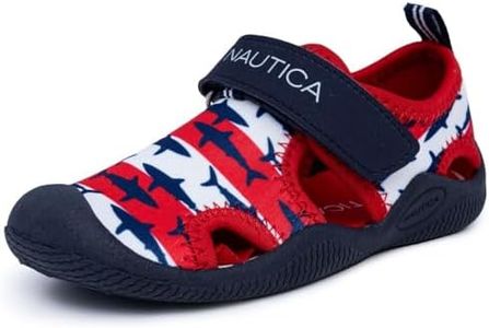 Nautica Kids Protective Water Shoe,Closed-Toe Sport Sandal For Boys and Girls-Kettle Gulf-Rwb Shark Stripe Size-5