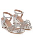 IKAGI Women's Fashion Sandals | Faux Leather Comfortable and Stylish Heel | For Wedding Occasion| For Women & Girls (Silver, 8)