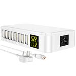 layajia 40W USB Charging Station 8-Port,Multi USB Phone Charger with LCD Display Portable Fast Charger for Multiple Devices Compatible with iPhone, iPad, Samsung, Android, Tablets, and More.