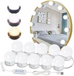 HELOIE Led Vanity Mirror Lights,15 Ft Vanity Lights for Makeup Dressing Mirror Lighting,10 Dimmable Bulbs,Adjustable Light Color & Brightness,USB Cable,Mirror not Included