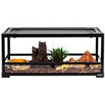 REPTI ZOO Glass Reptile Terrarium 20 Gallon, Front Opening Reptile Habitat Tank 30" x 12"x 12" for Reptile Pets Bearded Dragon Gecko Lizard, Double Doors Screen Ventilation(Knock-Down)