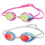 DARIDO Swim Goggles, Swimming Goggles 2 Pack Anti Fog UV Protection No Leaking for Adult, Men, Women, Youth, Teen