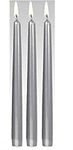 Kigs Enterprise Pack of 3 Pcs 9.5 Inch Designer Premium Silver Taper Pillar Candle 9.5 inch Long for Party,Daily use, Candle (Pack of 3 Pcs, Silver) (Pack of 3)