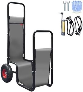 Firewood Log Hauler Cart Carrier with Pneumatic Rubber Wheels, Mental Portable Rolling Wood Hauler Carrying Cart for Firewood, Wood Carts for Firewood with Wheels, Labour-Saving Fire Log Cart Mover