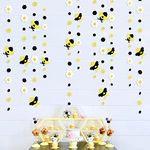 52 Ft Black Gold Bee Flower Polka Dot Garland Streamer Glitter Honeycomb Bumble Banner for Kids Birthday Baby Shower What Will It Bee Happy Bee Day Mom to Bee Gender Reveal Party Decorations Supplies