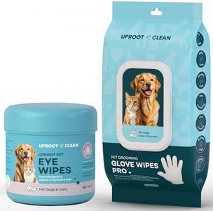 Uproot Clean Glove Wipes Pro & Eye Care Set: Extra-Thick Dog Wipes for Paws and Butt for Full-Body Cleaning (20 Pack) + Hypoallergenic Eye Pads as a Gentle cat & Dog Tear Stain Remover