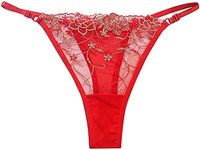 Womens Corset Lingerie Pearl Low G Sexy Thongs Women Panties Pendant String Underwear Waist Panties Sexy Costumes for Women Lingerie Plus Size (Red #2, M)