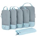 Compression Packing Cubes for Suitcases, BAGSMART 6 Set Travel Organizer Cubes Expandable Luggage Suitcase Organizer Bags Set, Lightweight Packing Organizers for Women/Men, Light Blue, 6 PCS