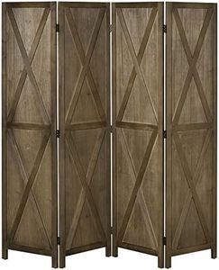 HOMCOM Paravent intérieur 4 Panneaux 182L x 170H cm Style campagnard Chic - séparateur de pièce avec croisillons - Bois de Paulownia Marron Gris