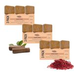 Ghar Soaps Sandalwood & Saffron Magic Soaps For Bath (100 Gms Pack Of 9) | Paraben Free | Chandan & Kesar Bath Soap | Handmade Soaps For Glowing | Skin Brightening Soap For Men & Women