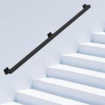 Black Staircase Handrail，Square Pipe Hand Railings for Indoor Outdoor Handrails，Metal Wrought Iron Wall Support Industrial Iron Banister Hand Rail (Size : 180cm/6ft)