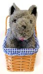 KANSAS GIRL CUTE DOG IN WICKER BASKET FANCY DRESS ACCESSORY - GREY TERRIER PLUSH TOY DOG TOY TOTO FANCY DRESS ACCESSORY - PERFECT FOR BOOK WEEK OR FILM/MUSICAL FANCY DRESS COSTUMES (DOG WITH BASKET)