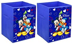 Kuber Industries Disney Team Mickey Print Non Woven Fabric Foldable Laundry Organiser with Handles (Set of 2, Royal Blue)-KUBMART3450