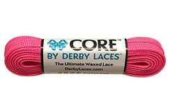 Derby Laces CORE Narrow 6mm Waxed Lace for Figure Skates, Roller Skates, Boots, and Regular Shoes, Hot Pink, 84 Inch / 213 cm