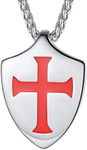 FaithHeart Shield of Knights Templar Pendant Necklace for Men Stainless Steel Medieval Arms Amulet Jewelry