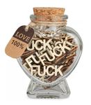 Kisfun Decorative Jar of Gift Fucks to Give Wooden Hallow Letters Pieces Bad Mood Funny Gag Birthday Anniversaries Valentines Gift for DIY Crafts Friends (Heart-Shaped)