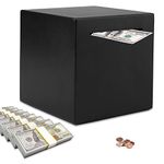 Piggy Bank for Adults, Stainless Steel Savings Bank for Adults, Piggy Bank Must Break to Open, Cash Coin Saving Box (4.72inch, Black)