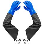 Long Rubber Gloves, Elbow Length Drain Gloves, Heavy Duty Pond Gloves, Chemical Protective Gloves for Resist Strong Acid, Alkali and Oil