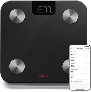 Sunny Health & Fitness 20 Metric Advanced Body Fat Composition BMI Scale with Health Tracker & Analyzer App - Smart Bathroom Scale for Body Weight, Metabolic Age, BMR, Fat Mass and More – SF-WS022063