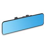 SkycropHD Anti Glare Car Interior Rear View Mirror, Clip on Wide Angle Panoramic Rearview Mirror to Eliminate Blind Spots – Flat, Blue,11.2in (290mm)