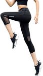 Alexvyan Black Calf Length Skinny & Slim Fit Gym Wear Yoga Pants Leggings Workout Active wear | Stretchable Workout Tights | High Waist Sports Fitness for Girls & Women- Nylon Fiber & Spandix (M)