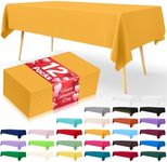 Smiry Disposable Table Cloth - 12 Pack, 54 x 108 Inch Table Cloths for Parties, Decorative Tablecloths for Rectangle Tables, Waterproof Plastic Table Cover, Leakproof & Sturdy, Mustard Yellow