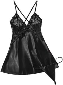 Avidlove Womens Lingerie Slip Sleepwear V Neck Strap Nighties Silk Babydoll Black XL