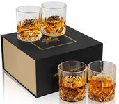 KANARS Whiskey Glasses Set of 4-300ml Old Fashioned Cocktail Glass - Premium Crystal Tumblers for Scotch, Whisky, Bourbon, Rum and Vodka - Unique Gift for Father's Day