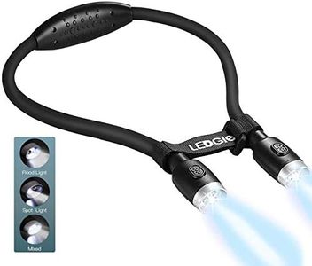 LEDGLE LED luce del libro, mani libere, braccio flessibile, intorno al collo, meglio per letto a leggere o leggere in auto, 4 LED luminoso eccellente lampadine, 6 modalità di lavoro