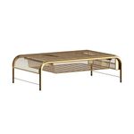 Martha Stewart Ryder Gold Mesh Metal Desktop Monitor Stand Riser with Organizer Drawer and Side Storage, 12.5 x 22.25 x 6.5 inches