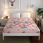 Morbuy Fitted Sheet Bed Deep Pocket 25cm, Easy Care Soft Brushed Microfibre Fabric Printed Bed Sheets Wrinkle and Fade Resistant Bedding Sheets (200x220+25cm,Flower Butterfly)