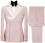 LYLLOVEGUSU Blush Pink Stylish 2 Piece Suit Double Breasted Mens Slim Fit Suits for Wedding Point Lapel Formal Business Groom Suits XS