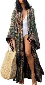 Bsubseach Bohemia Swimsuit Cover Ups for Womens Beach Kimono Cardigans Bathing Suit Coverup Resort Wear Army Green