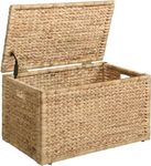 eHemco Heavy-duty Water Hyacinth Wicker Storage Trunk with Metal Frame, 30 by 17.5 by 17.5 Inches, Natural