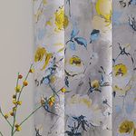 MYSKY HOME Blackout Curtains 84 inches Long 2 Panels Thermal Curtains Floral Curtains for Bedroom Living Room Floral Printed Drapes Window Grommet Curtains Grey and Yellow