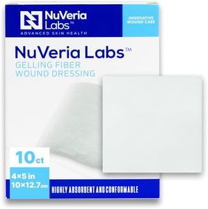 Nuveria Labs Hospital Grade Gelling Fiber Wound Dressing - Creates an Optimal Moist Wound Healing Environment, 4"x5" pad, 10 Each/Box