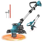 3 in1 String Trimmer Compatible with Makita 18V (Tool Only), MtiolHig Cordless Folding Weed Eater with Brushless Motor & Battery Level Display, 11" Electric Weed Wacker, Lawn Trimmer for Garden, Blue