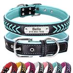 Didog Leather Custom Collar,Braided Leather Engraved Dog Collars with Personalized Nameplate for Small Medium Large Dogs,Blue,M Size M:neck 12-14.5 inch