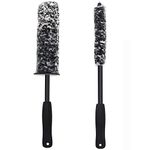 Zhichengbosi 2 PCS Car Wheel Cleaning Brushes, Black Brush for Cleaning Car Wheel, Car Grille, Air Vents, Exhaust Pipetrim, Emblems