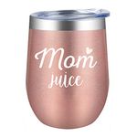 Mom Juice|Supkiir 12 oz Wine Tumbler, Double Wall Vacuum Insulated Wine Glasses with Lid, Stainless Steel Cup for Wine,Coffee,Cocktails|Perfect Mother's Day, Christmas Gift