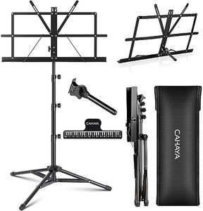 CAHAYA Sheet Music Stand Metal Portable with Carrying Bag, Sheet Music Folder, 170cm Elevated Black Model CY0204