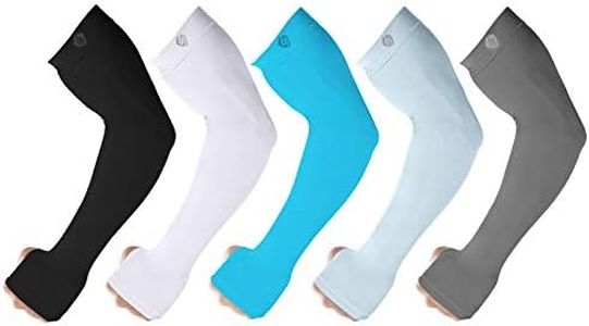 SHINYMOD 5 Pairs Compression Sleeves for Arm Cooling UV Sun Protection Tattoo Cover Sleeves for Sports Cycling Golf