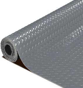 7.5x25 FT Garage Floor Mat, 2.8mm Thicked Flooring Roll 188 sqft Diamond Plate PVC Rubber Trailer Mat, Non-Slip Floor Protector Mat for Garage Warehouse Gyms Boats, Gray